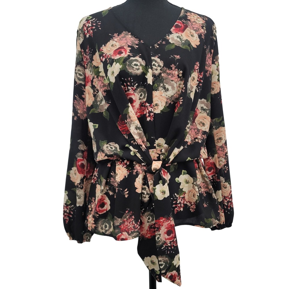 Jun & Evy Peplum Bell Sleeves Front Tie Detail Women's M Top Boho Whimsigoth
